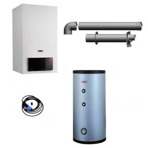 Wolf Комплект Газовый настенный конденсационный котёл CGB-50 (50,0 кВт) с дымоходом DN80/125, модулем ММ и датчиком температуры водонагревателя